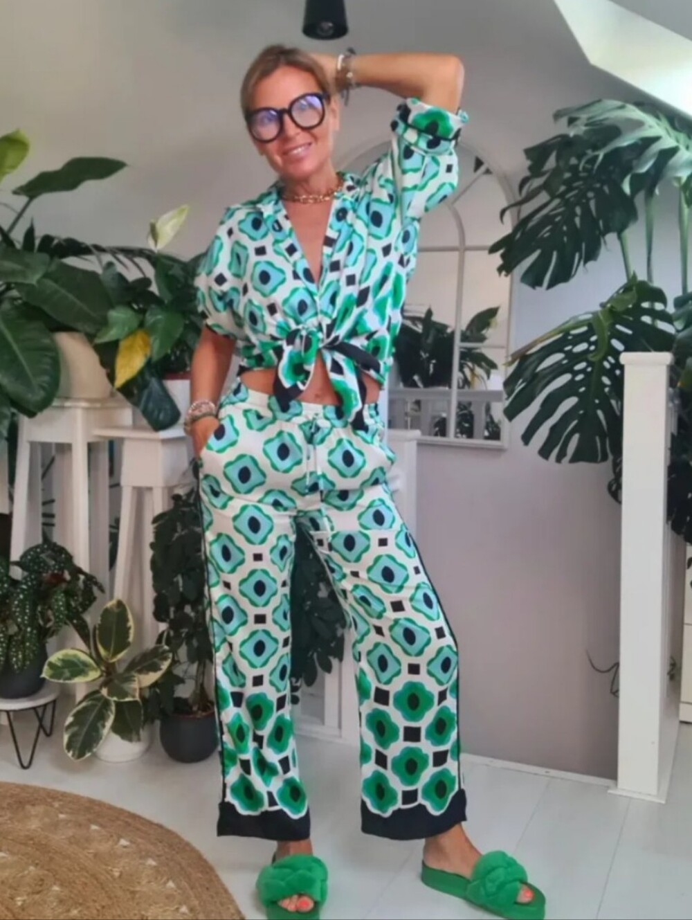 ZARA 2pc SET CO ORD Flowy Geometric Print Pants and TopSIZE XL/XXL - Picture 2 of 16
